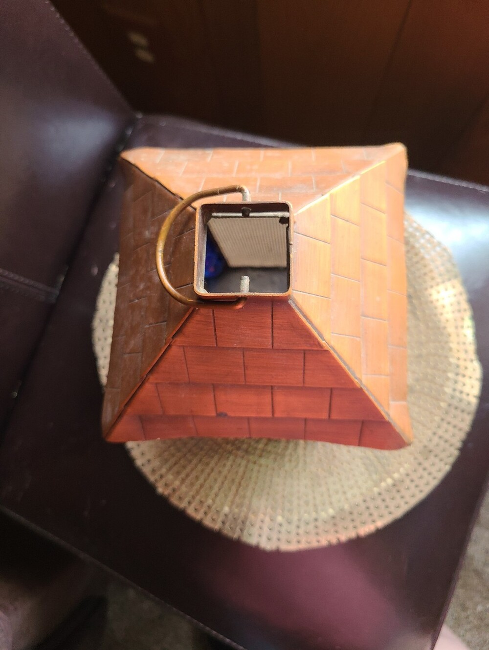 Blue and Bronze Decorative Lantern with Glass Bead Accents - Picture 9 of 13